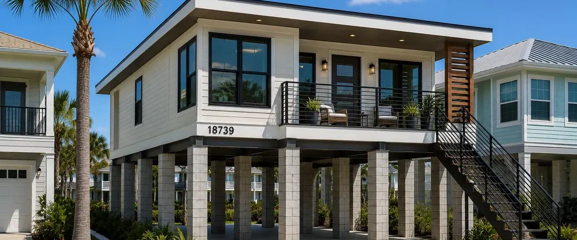 Custom home construction progress on a Tampa Bay lot