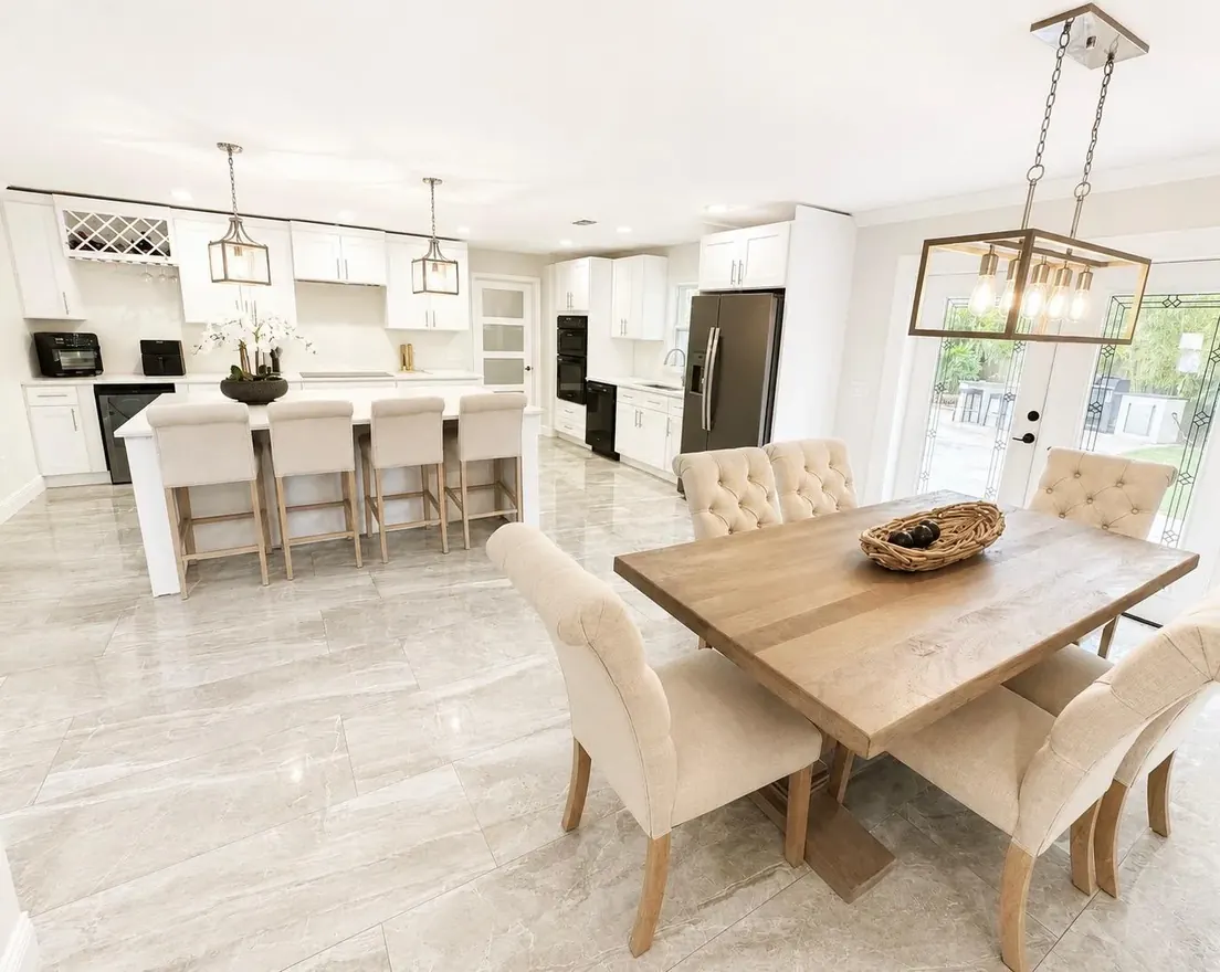 Designed living room with selected finishes in a new Tampa home